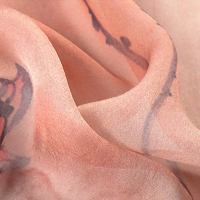 100% Mulberry Silk Ink Lotus Serene Design Long Scarf 180 x 50 Cm - Image 8