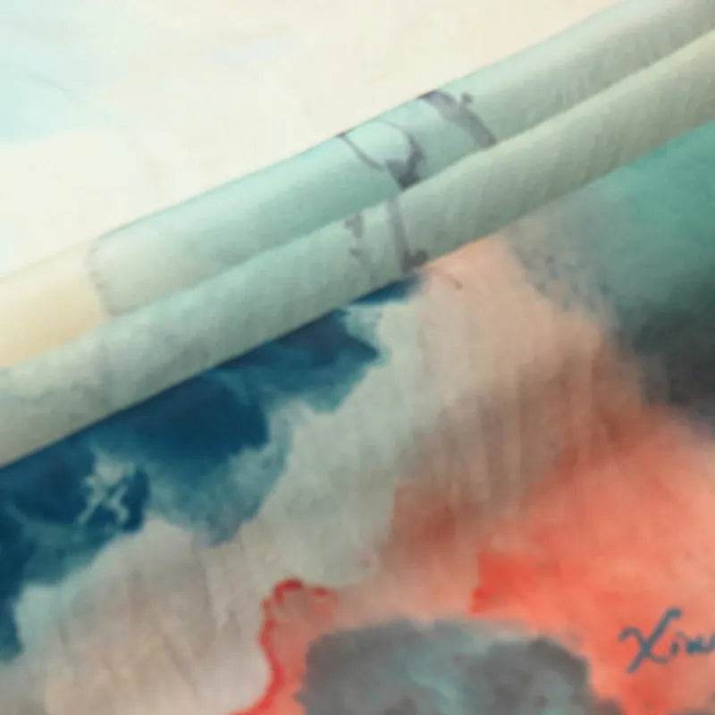 100% Mulberry Silk Ink Lotus Serene Design Long Scarf 180 x 50 Cm - Image 10