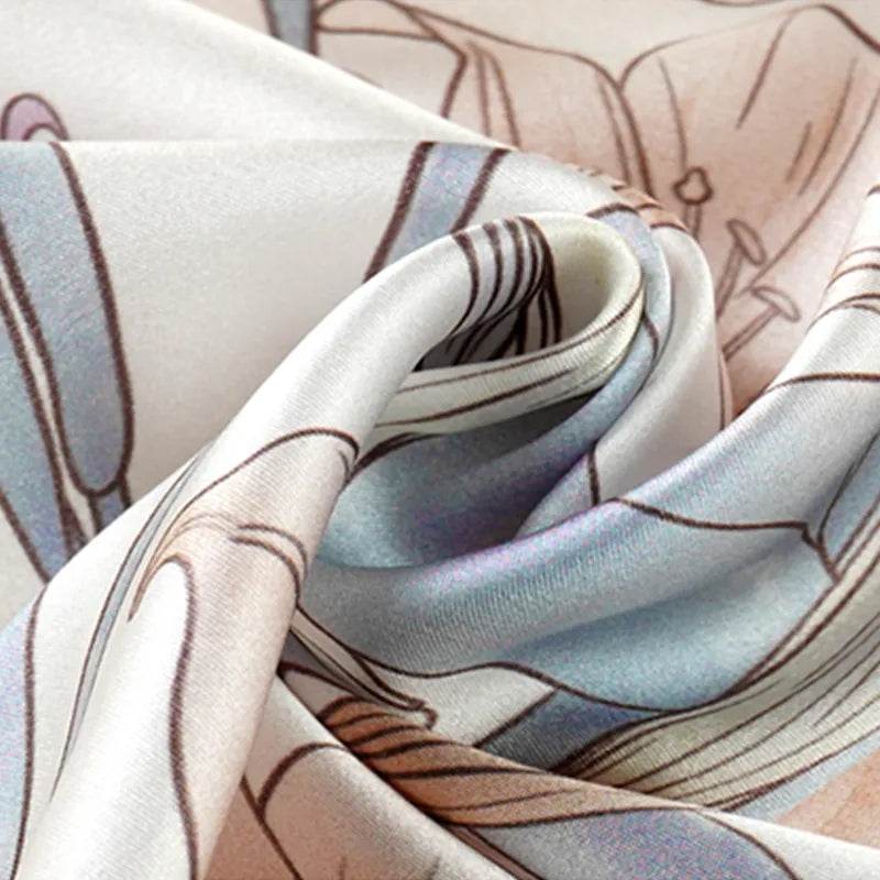 100% Mulberry Silk Summer Lily Square Scarf 70 x 70 Cm - Image 9