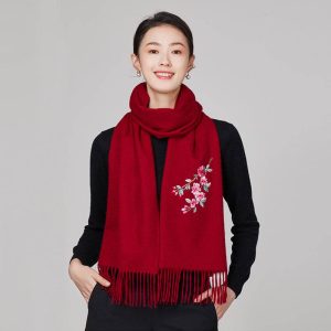 Handmade Embroidery Wool Cashmere Scarf Winter Wrap Shawl 200x38cm