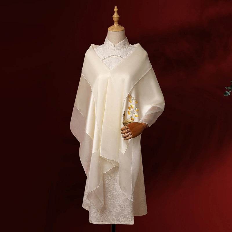 Handcrafted Su Embroidery 16 Momme Silk Scarf Shawl 190x65cm - Image 5