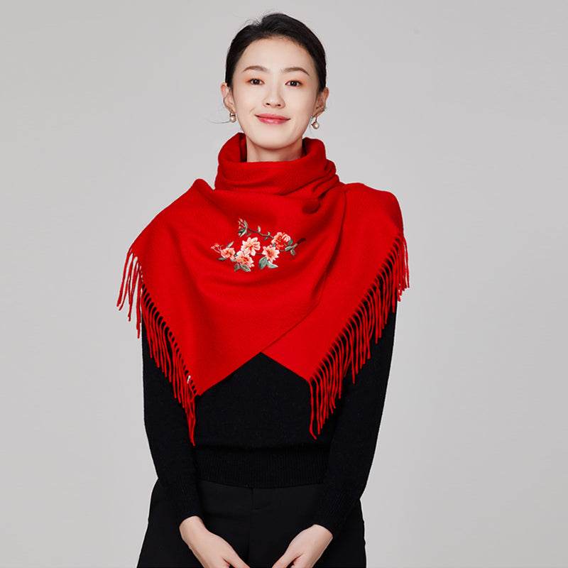 Handmade Embroidery Wool Cashmere Scarf Winter Wrap Shawl 200x38cm - Image 16