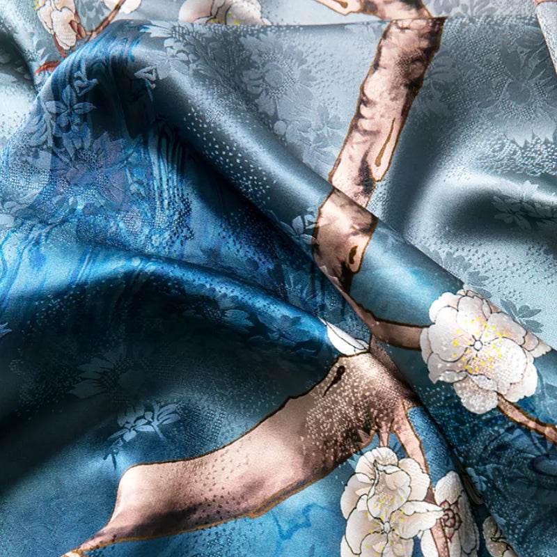 Mulberry Silk 14 Momme Square Scarf Plum Blossom 108x108 cm - Image 8