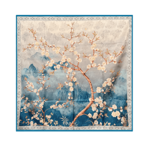 Mulberry Silk 14 Momme Square Scarf Plum Blossom 108x108 cm
