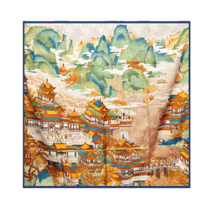 Mulberry Silk 14 Momme Square Scarf Cloud Pavilion 108x108 cm