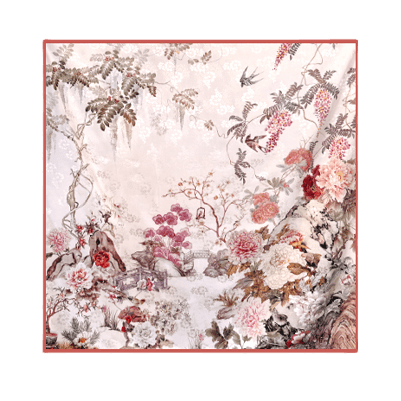 Mulberry Silk 14 Momme Square Scarf Radiant Floral 108x108 cm