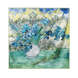 Mulberry Silk 14 Momme Square Scarf Iris Floral 108x108 cm