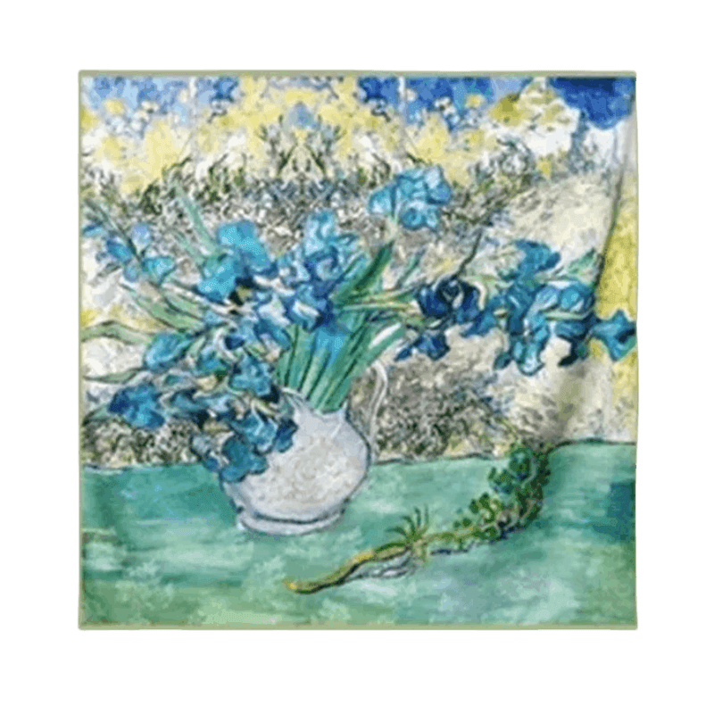 Mulberry Silk 14 Momme Square Scarf Iris Floral 108x108 cm