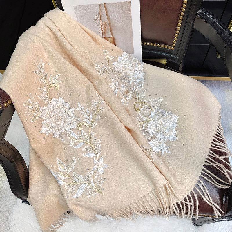 Embroidery 100% Pure Cashmere Scarf Winter Warmth 200x60 cm - Image 4