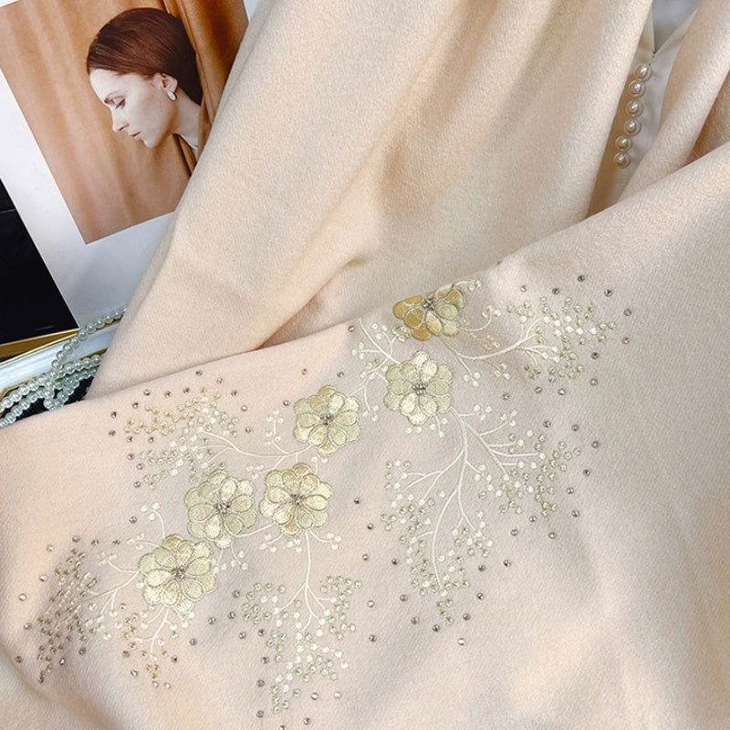 Embroidery 100% Pure Cashmere Scarf Warm Winter 200x60 cm - Image 3