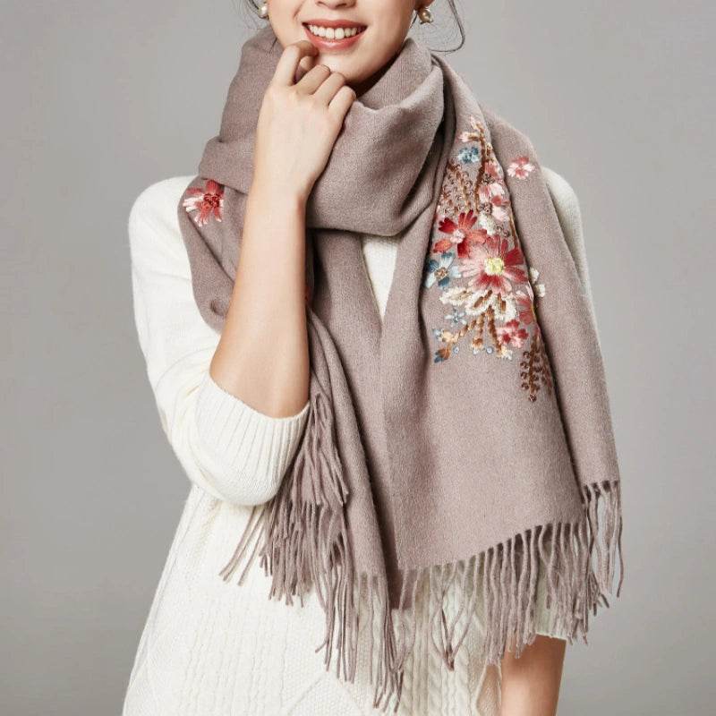 Handcrafted Su Embroidery Cashmere Scarf Luxury Gift Box 200x70cm - Image 2