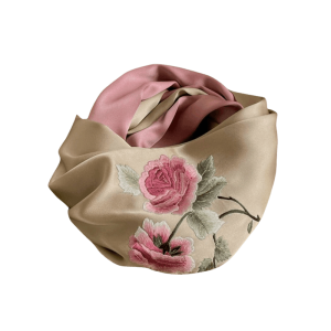 Handmade Su Embroidery 16 Momme Silk Scarf Peony 155x35cm