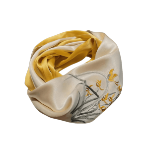 Hand Embroidered Suzhou 16 Momme Silk Scarf Luxury 155x35cm