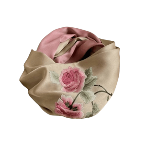 Handmade Su Embroidery 16 Momme Silk Scarf Peony 155x35cm
