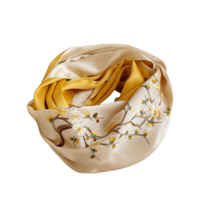 Handmade Suzhou Embroidery 16 Momme Silk Scarf 155x35cm