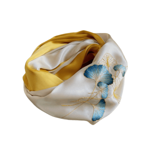 Handmade Suzhou Embroidery 16 Momme Silk Scarf 155x35cm