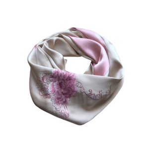 Handmade Su Embroidery 16 Momme Silk Scarf Peony 155x35cm