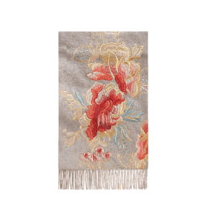 Embroidery 100% Pure Cashmere Scarf Elegant Floral Design 200x60 cm