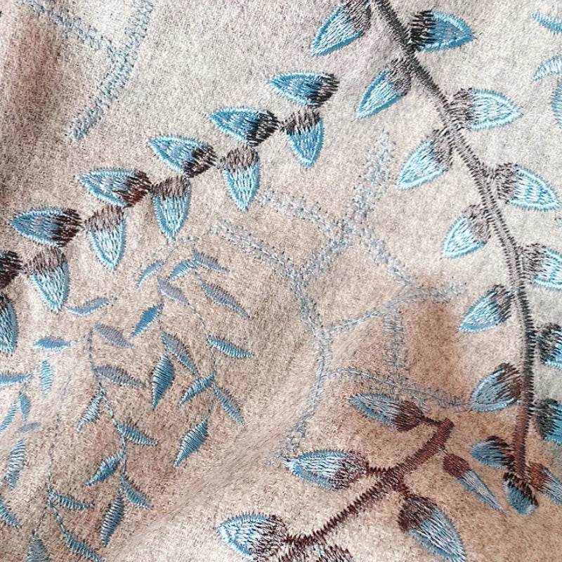 Embroidery 100% Pure Cashmere Scarf Vine Winter Accessory 200x60 cm - Image 7