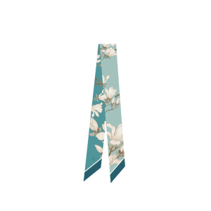 Mulberry Silk 16 Momme White Magnolia Silk Narrow Scarf 120x5cm