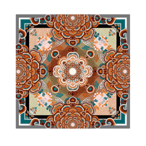 Chinese Style Silk Square Scarf Lotus Design 65 x 65 cm & 88 x 88 cm