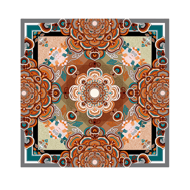 Chinese Style Silk Square Scarf Lotus Design 65 x 65 cm & 88 x 88 cm