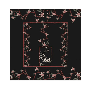 Luxurious Elegant Vintage Black Floral Silk Square Scarf 87 x 87 cm