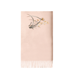 Handcrafted Embroidery Premium 100% Wool Cashmere Scarf Orchid 180x30cm