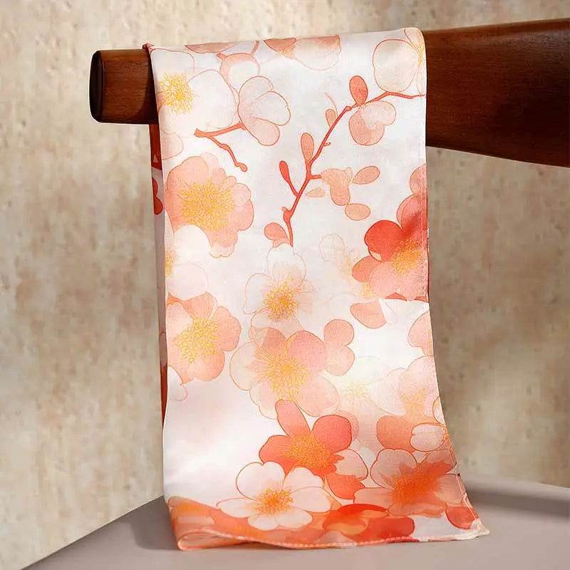 100% Mulberry Silk Elegant Silk Scarf Hundred Flowers Design 65x65cm - Image 6