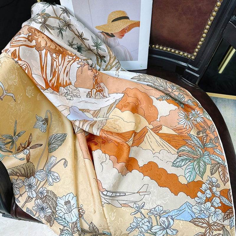 Mulberry Silk 14 Momme Square Scarf Mint Forest 108x108 cm - Image 4