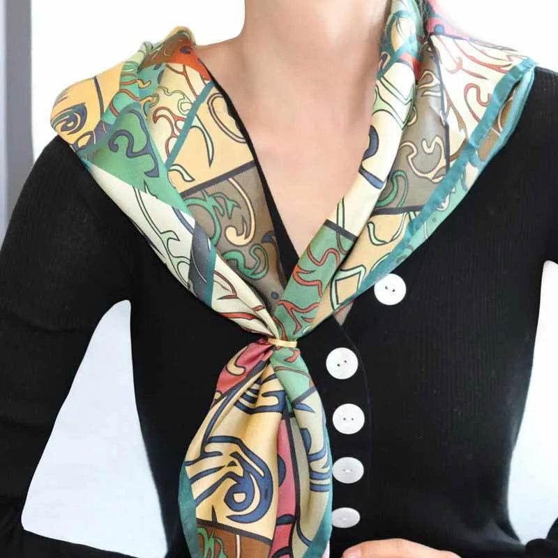 Vintage Silk and Wool Scarf Cloud Pattern 87x87cm & 100x100cm - Image 2