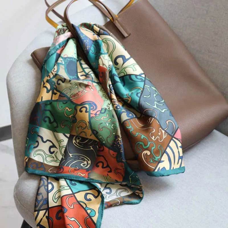 Vintage Silk and Wool Scarf Cloud Pattern 87x87cm & 100x100cm - Image 9