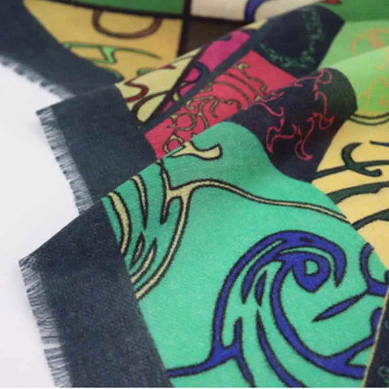 Vintage Silk and Wool Scarf Cloud Pattern 87x87cm & 100x100cm - Image 15