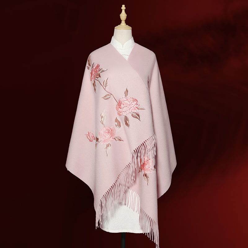 Handcrafted Su Embroidery Cashmere Scarf Luxury Gift Box 200x70cm - Image 9