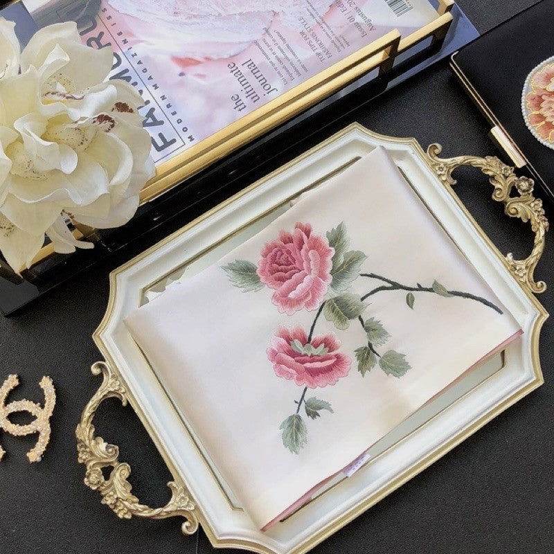 Handmade Su Embroidery 16 Momme Silk Scarf Peony 155x35cm - Image 4