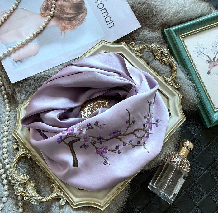 Handmade Su Embroidery 16 Momme Silk Scarf 155x35cm - Image 5