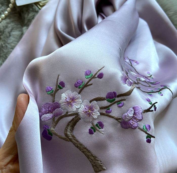 Handmade Su Embroidery 16 Momme Silk Scarf 155x35cm - Image 9