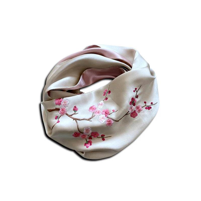 Handmade Su Embroidery 16 Momme Silk Scarf 155x35cm - Image 12