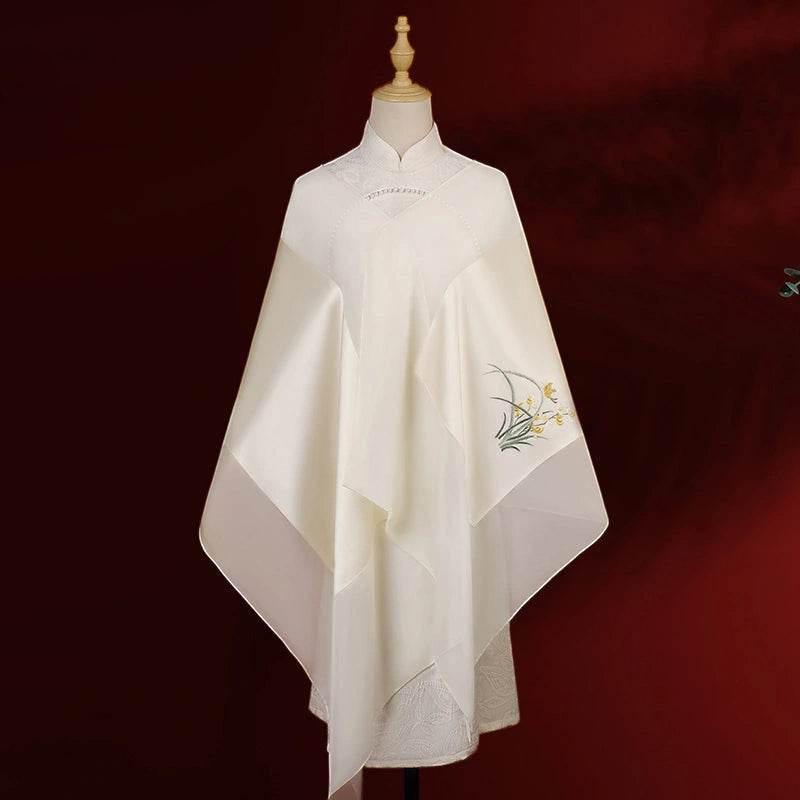 Handcrafted Su Embroidery 16 Momme Silk Scarf Shawl 190x65cm - Image 8