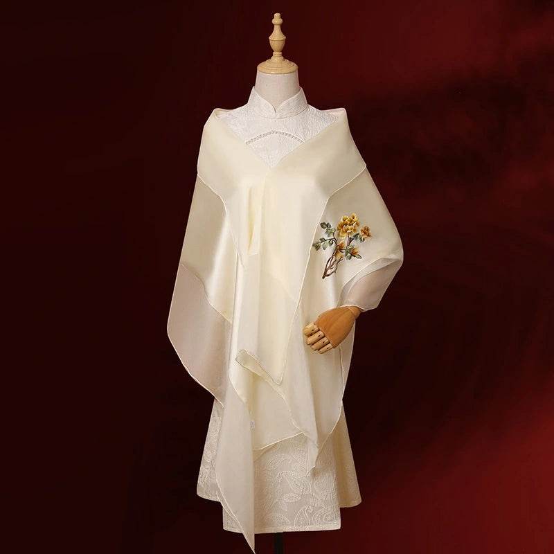 Handcrafted Su Embroidery 16 Momme Silk Scarf Shawl 190x65cm - Image 7