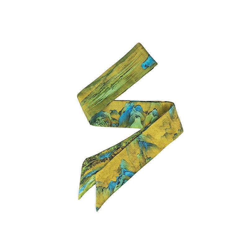 Mulberry Silk 16 Momme Chinese Painting Silk Twilly Scarf 120x5cm - Image 3