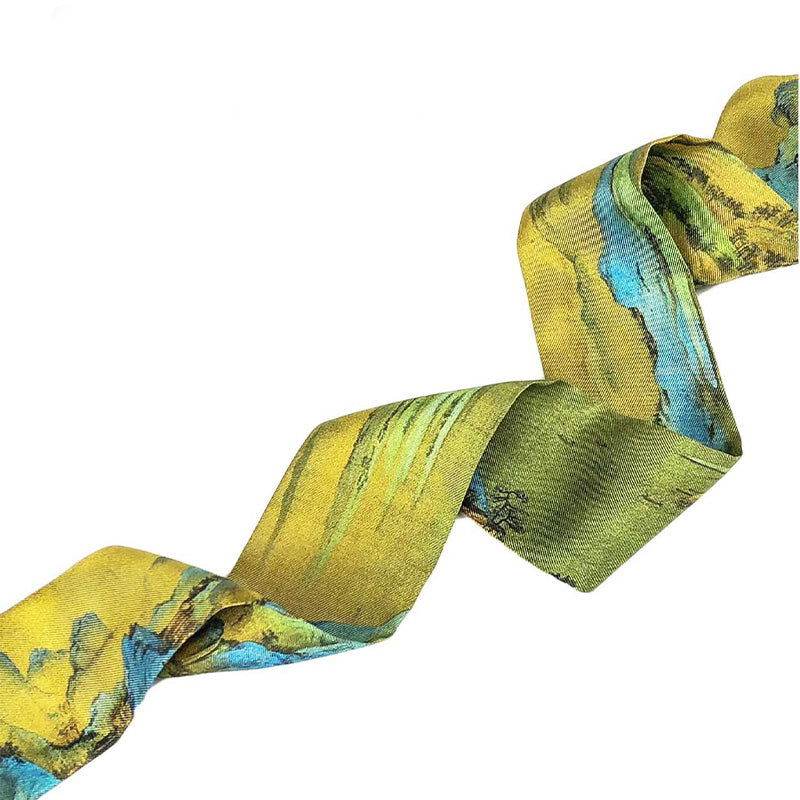 Mulberry Silk 16 Momme Chinese Painting Silk Twilly Scarf 120x5cm - Image 5