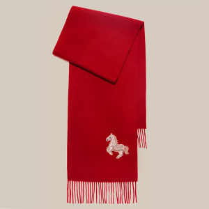 Embroidery Premium 100% Wool Cashmere Scarf Fortune Horse Pattern 180 x 30 cm