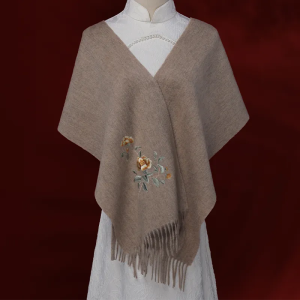 Embroidery Premium 100% Wool Cashmere Scarf Chinese Rose 180 x 30 cm