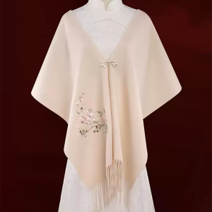 Embroidery Cashmere Scarf - Plum Blossom Pattern Luxury Gift Box 200x35 cm