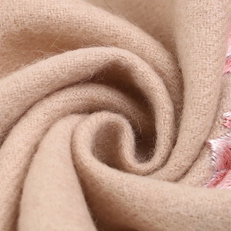 Handmade Suzhou Embroidery Wool Cashmere Scarf With Magnolia Flower 200 x 38 cm - Image 14