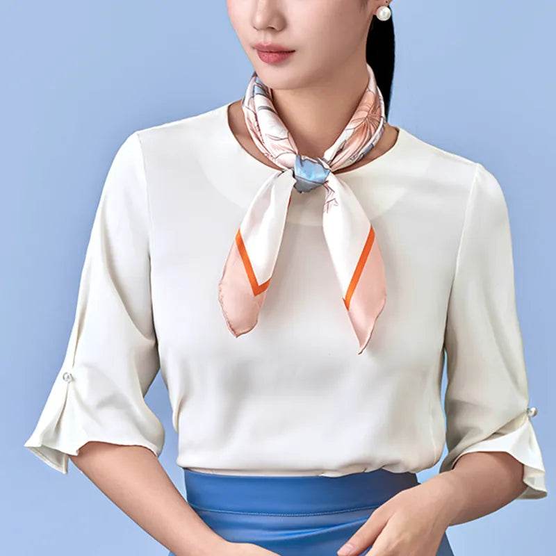 100% Mulberry Silk Summer Lily Square Scarf 70 x 70 Cm - Image 5