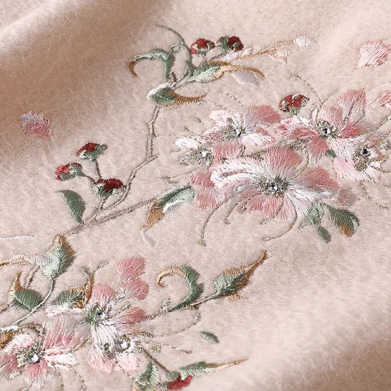 Embroidery Cashmere Scarf - Plum Blossom Pattern Luxury Gift Box 200x35 cm - Image 3